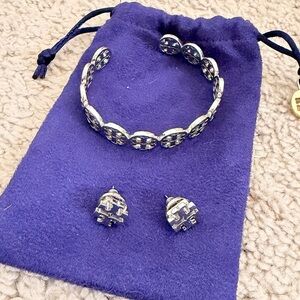 Tory Burch Silver Bracelet and Earring Set